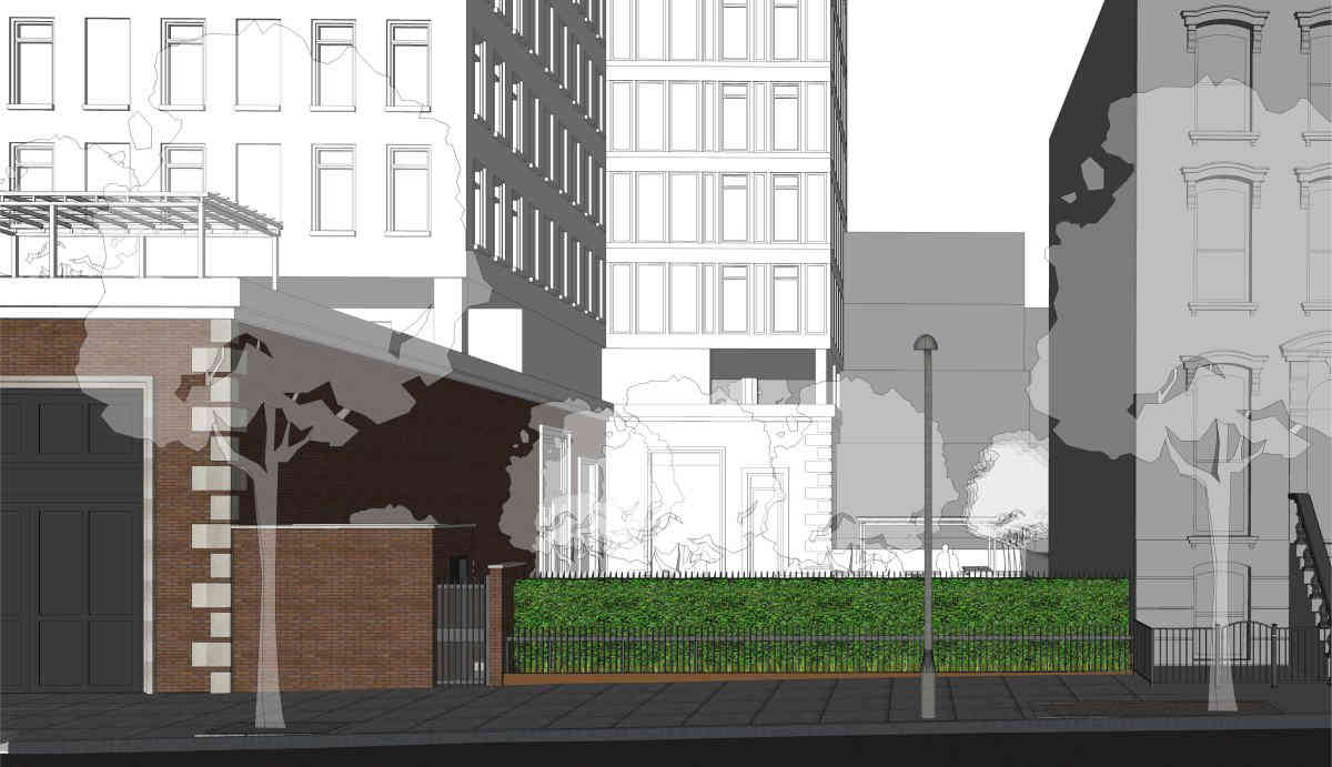 Cobble Hillers approve redesigned ‘wall’ outside tower on old LICH campus