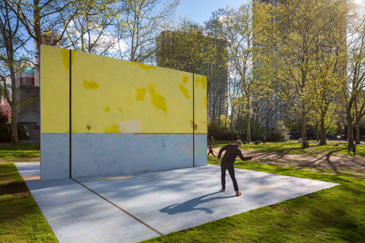 Court is out: Handball sculpture rolls into Downtown