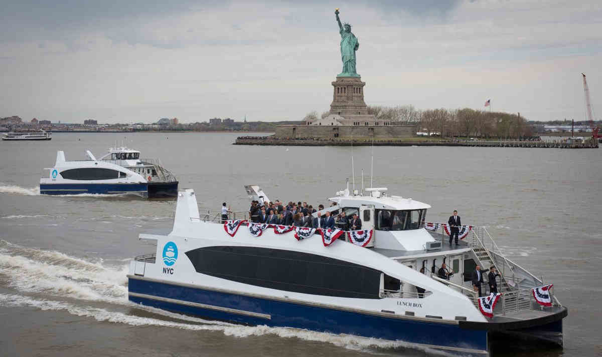 Making a splash: NYC Ferry launches first jumbo boat in East River