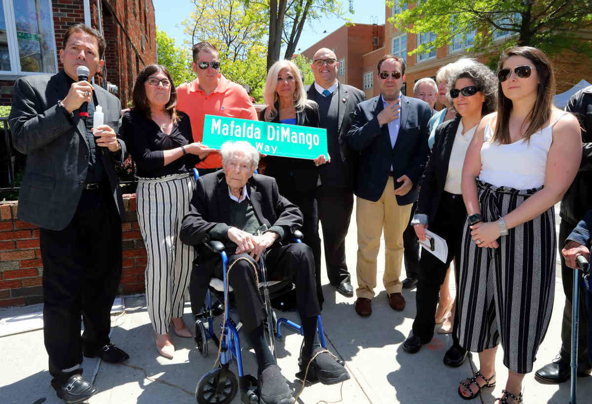 Her street: Civic honchos honor late local leader and activist Mafalda DiMango at street co-naming ceremony