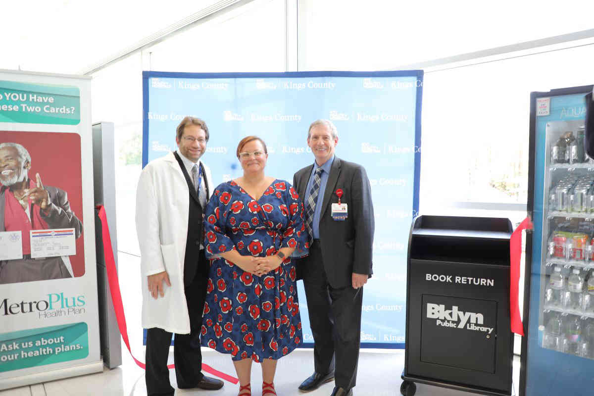 Brooklyn Public Library celebrates book drop at PLG hospital