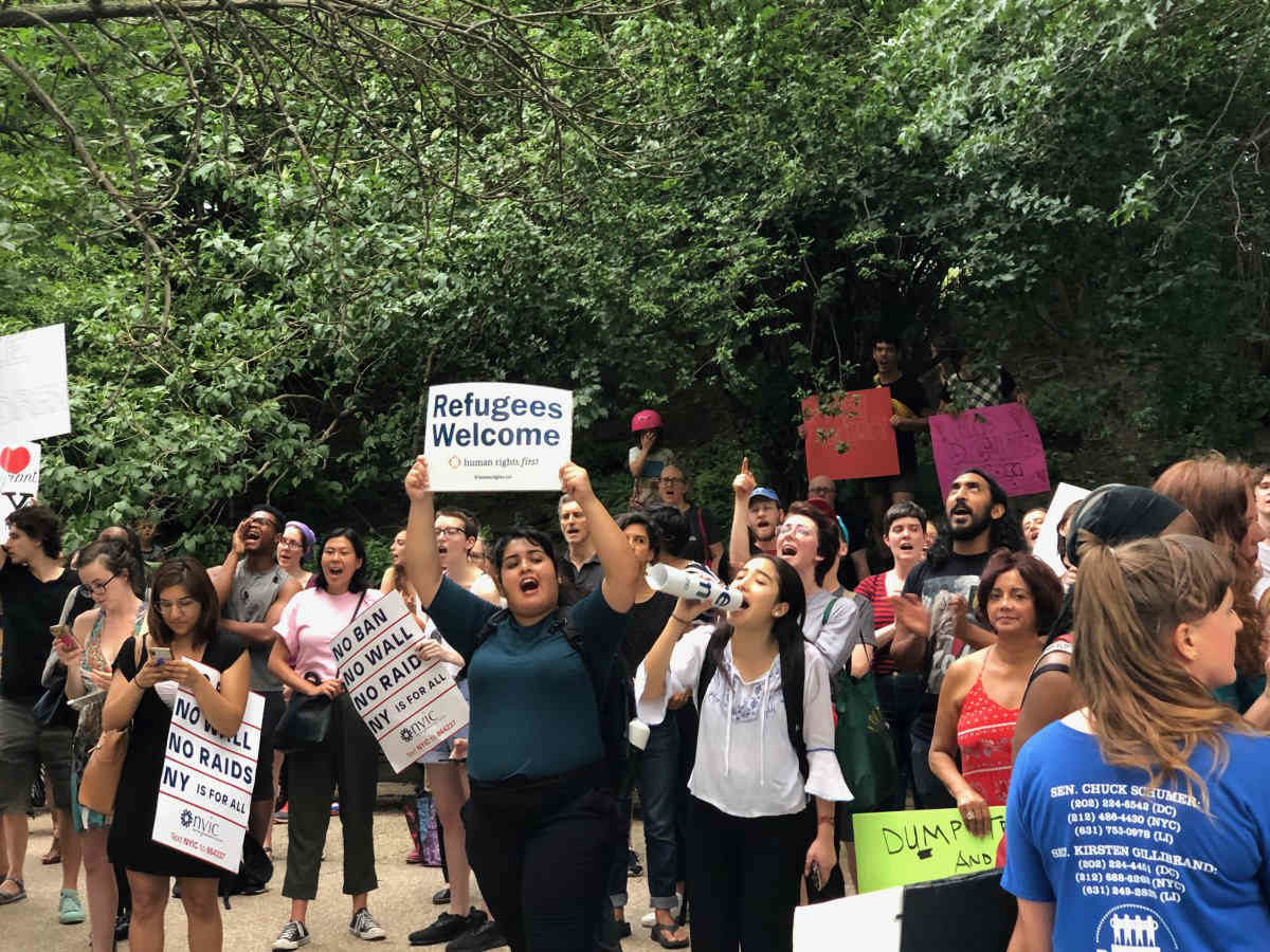 ‘How spineless can you be?’ Immigration rights advocates rally outside Schumer’s Park Slope home