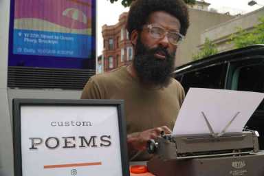 Busking bard: Author sells custom poetry on the streets of Park Slope