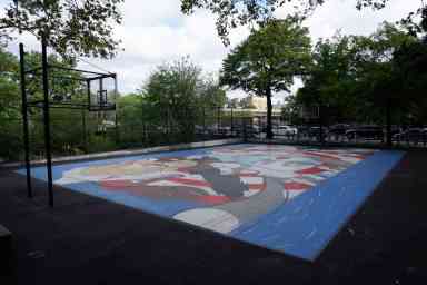 City fixes slippery ‘Space Jam’ basketball court in Williamsburg