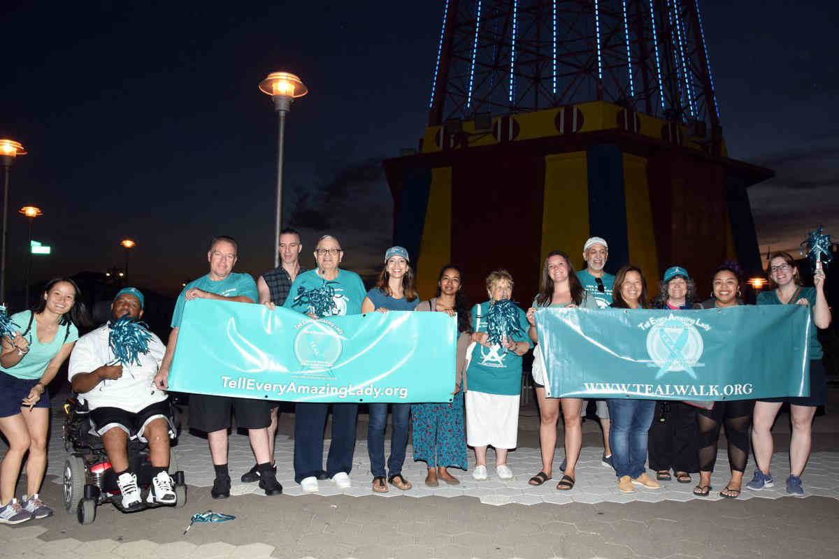 Advocates light up Coney parachute jump to raise awareness for ovarian cancer