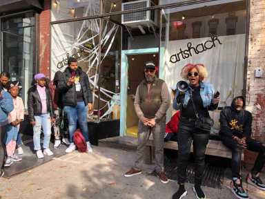 Activists demand Bed-Stuy studio close over racist Halloween display
