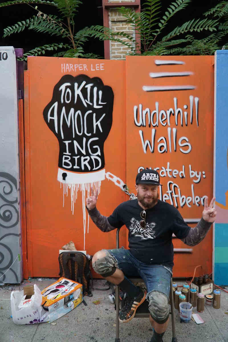 Artists unveil literary-themed murals at ruined Prospect Heights laundromat