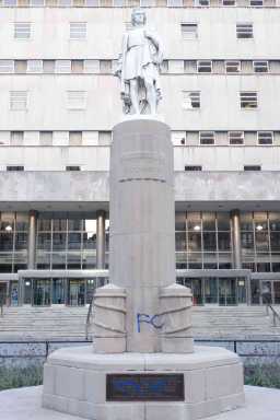 Downtown Brooklyn Columbus statue defaced
