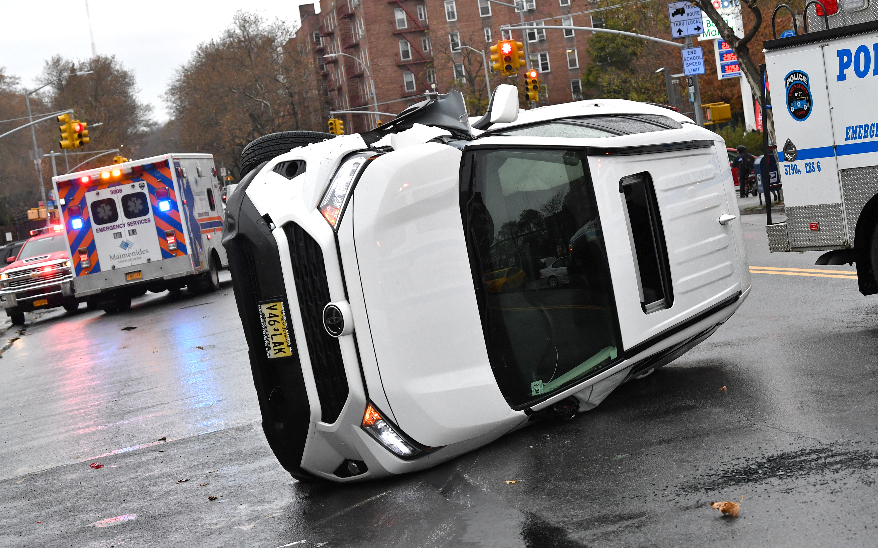 Overturned SUV in Brooklyn