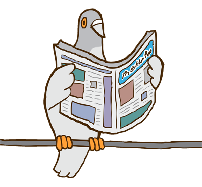 This is Brooklyn Paper's logo. It is a pigeon reading a newspaper.