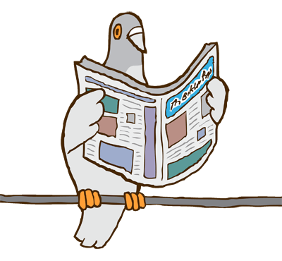 This is Brooklyn Paper's logo. It is a pigeon reading a newspaper.