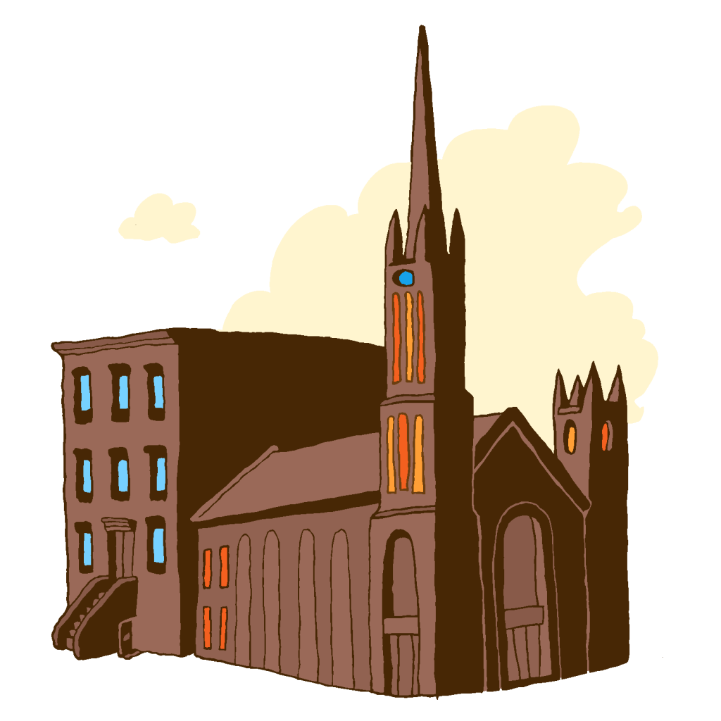 This is a cartoon version of a church.