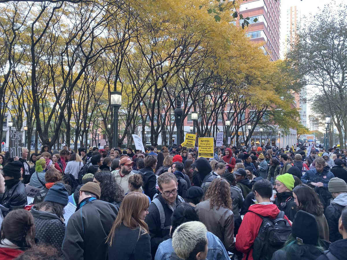 Hundreds march in anti-police protest in Downtown Brooklyn