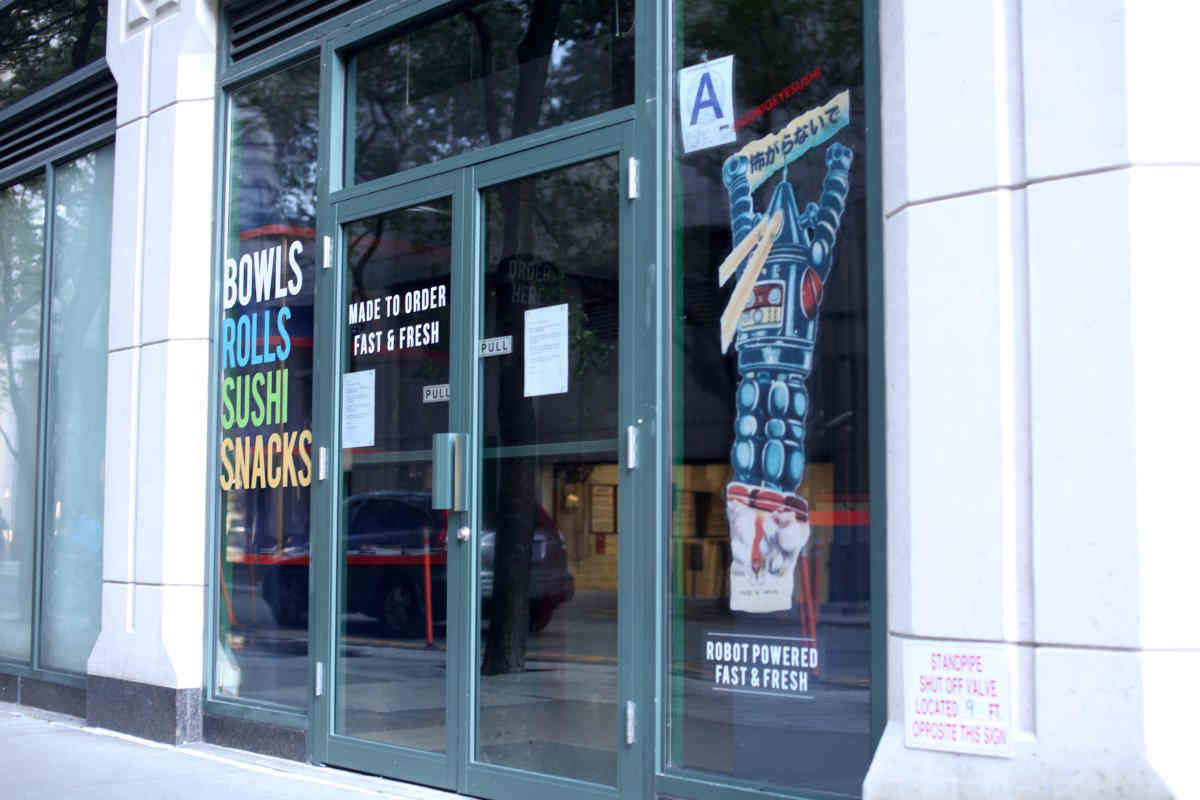 Downtown robot sushi joint shutters