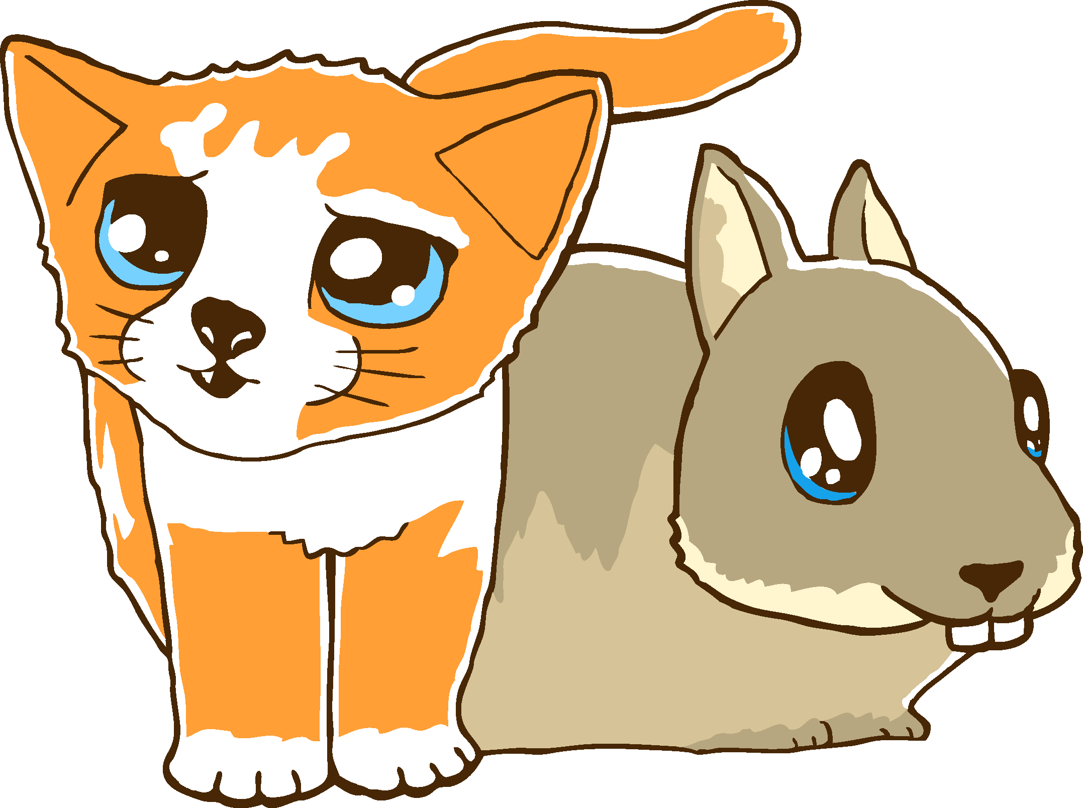 This is a cartoon of a cat and a bunny.