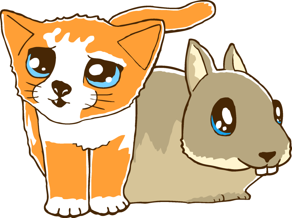 This is a cartoon of a cat and a bunny.