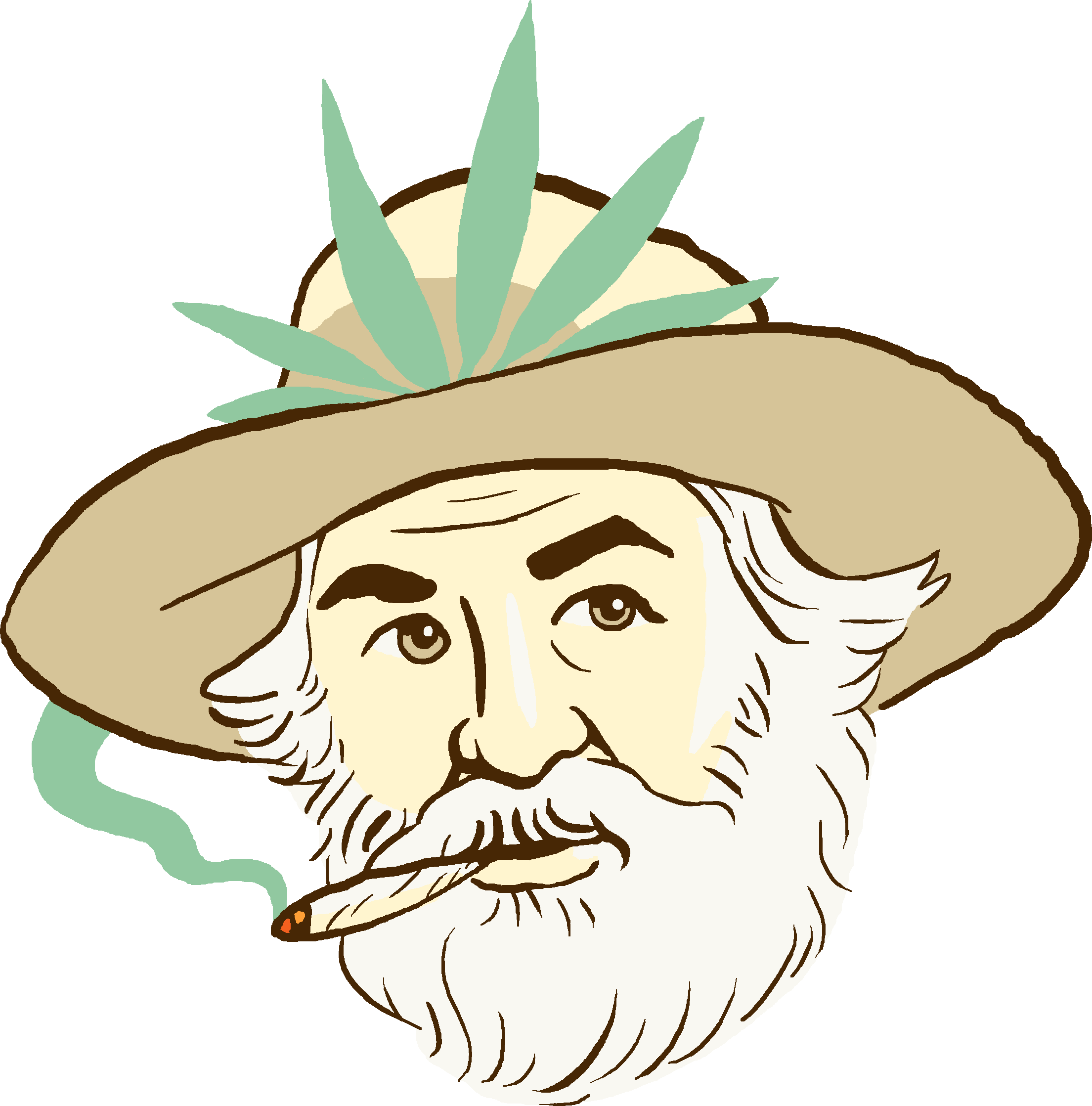 This is a cartoon version of Walt Whitman, smoking.