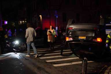 One person injured in massive Halloween car crash in Marine Park