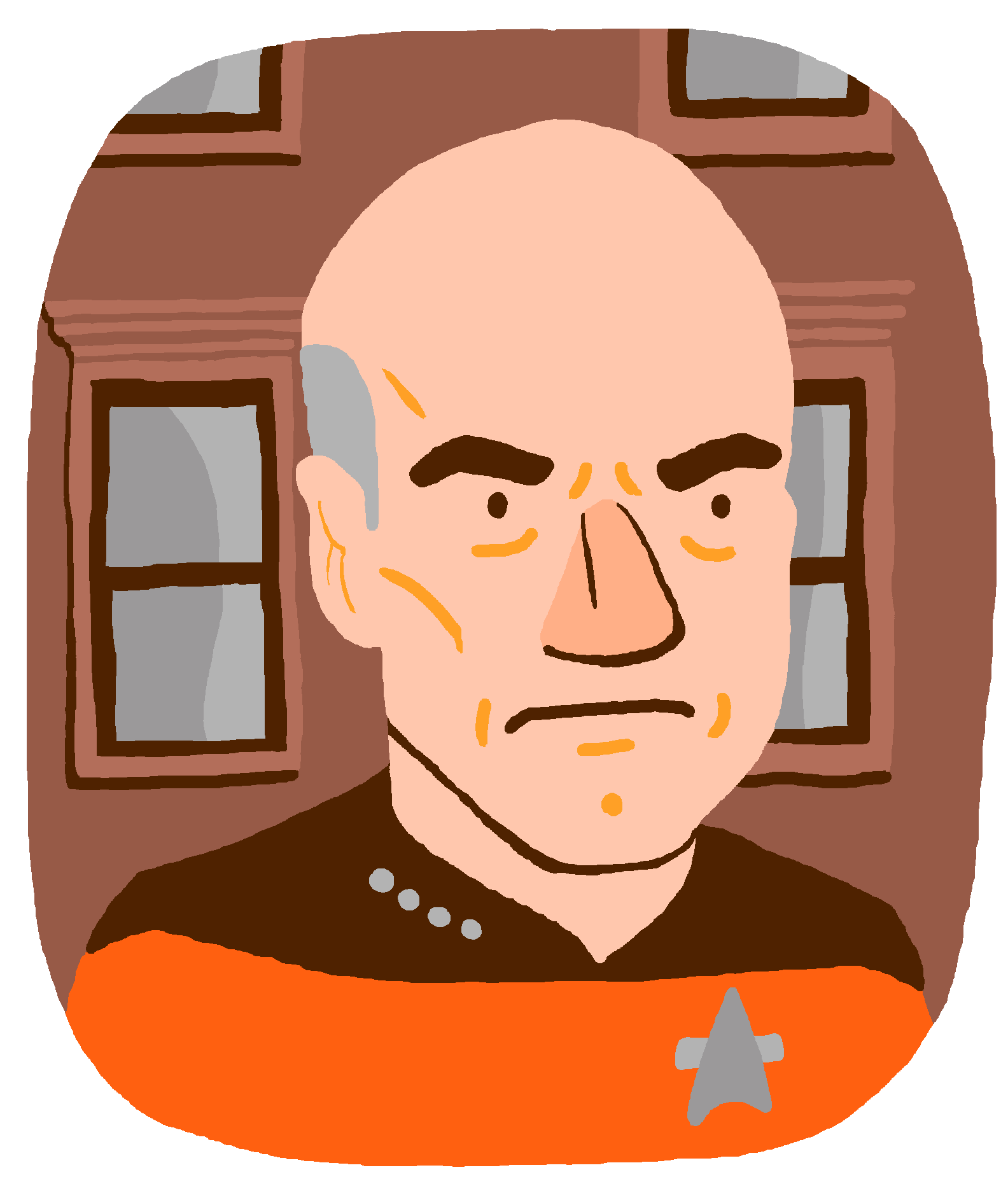 This is a cartoon version of a character from a popular Sci-Fi series.