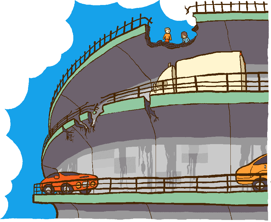 This is a cartoon of the BQE's triple cantilever section.