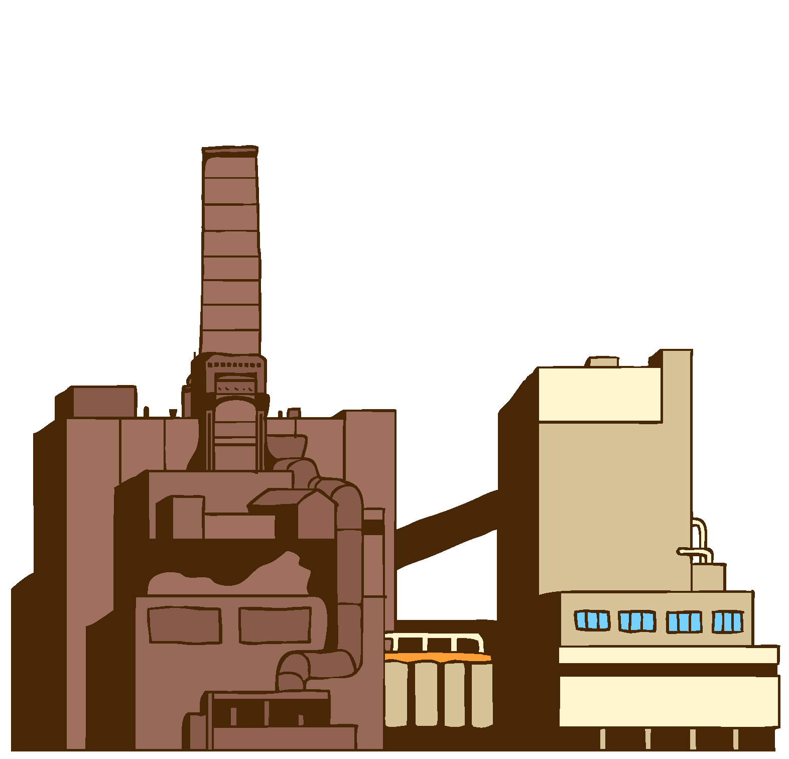 This is a cartoon version of a factory.