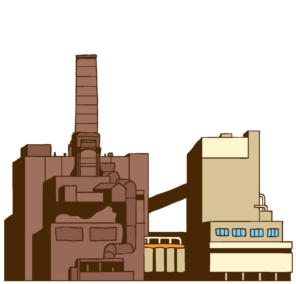 This is a cartoon version of a factory.