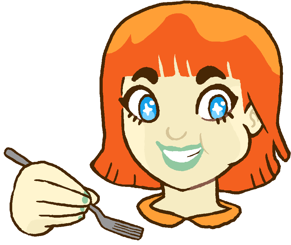 This is a cartoon version of a woman with a fork.