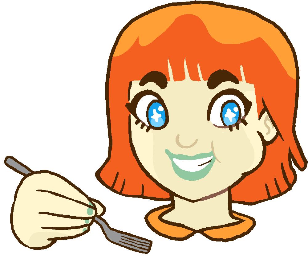 This is a cartoon version of a woman with a fork.