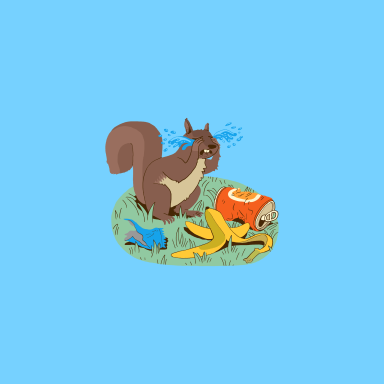 This is a cartoon of a crying squirrel.