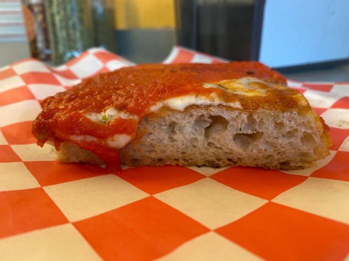 All-natural sourdough makes Norm's Sicilian slices light and airy.