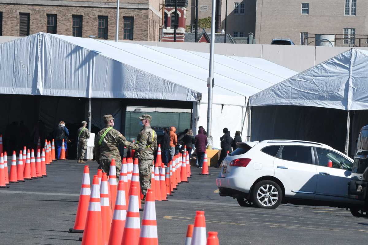 Drive through testing site for Coronavirus at 2307 Bevelry Road
