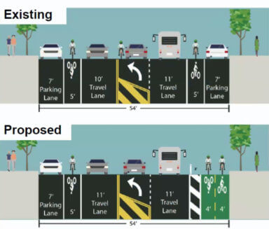 Picture of proposed bike lane on Navy Street
