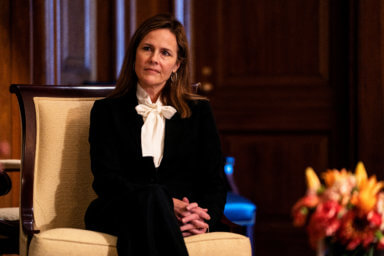 Judge Amy Coney Barrett meets with United States Sen. Josh Hawley (R-MO.) at the United States Capitol Building in Washington