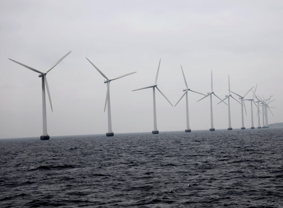 Middelgrunden offshore wind farm is pictured outside Copenhagen