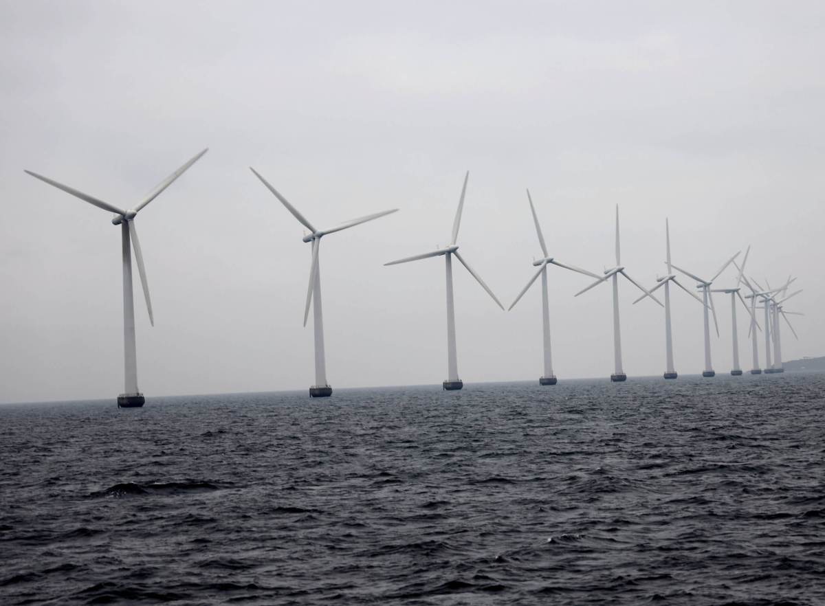 Middelgrunden offshore wind farm is pictured outside Copenhagen