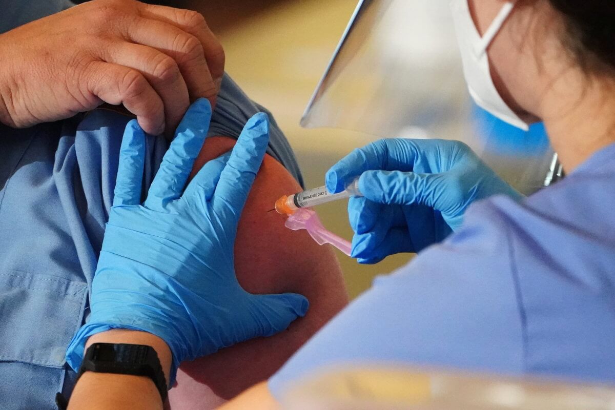 Workers of the FDNY EMS receive COVID-19 Moderna vaccine in New York