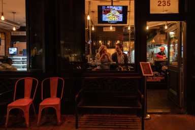 People enjoy indoor dining as the spread of the coronavirus disease (COVID-19) continues, in New York City