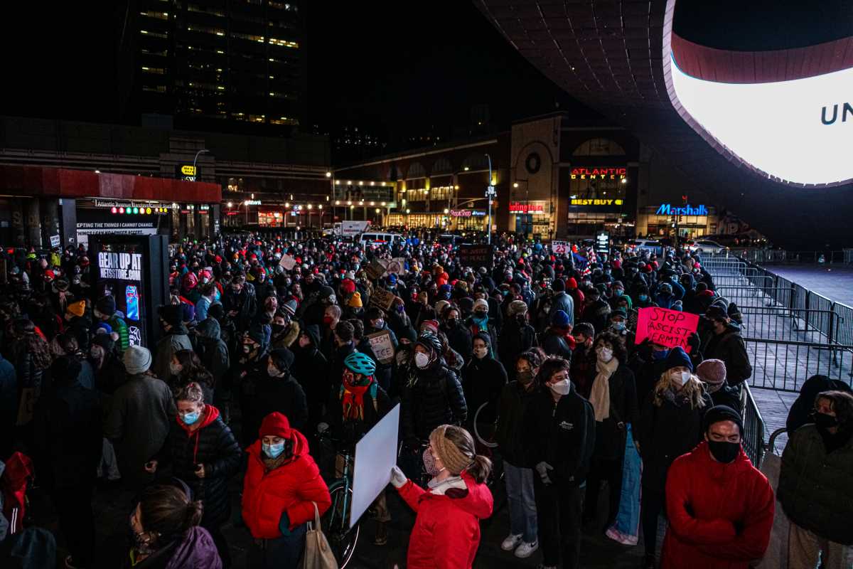 A mass of people gathered Barclays Center