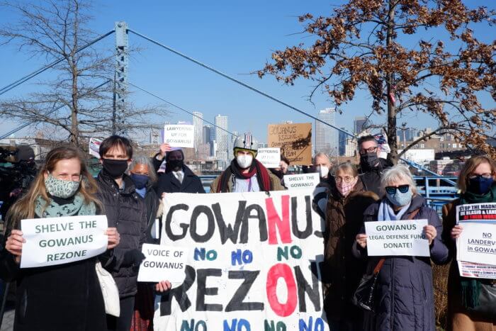 Picture of protesters against the Gowanus rezoning