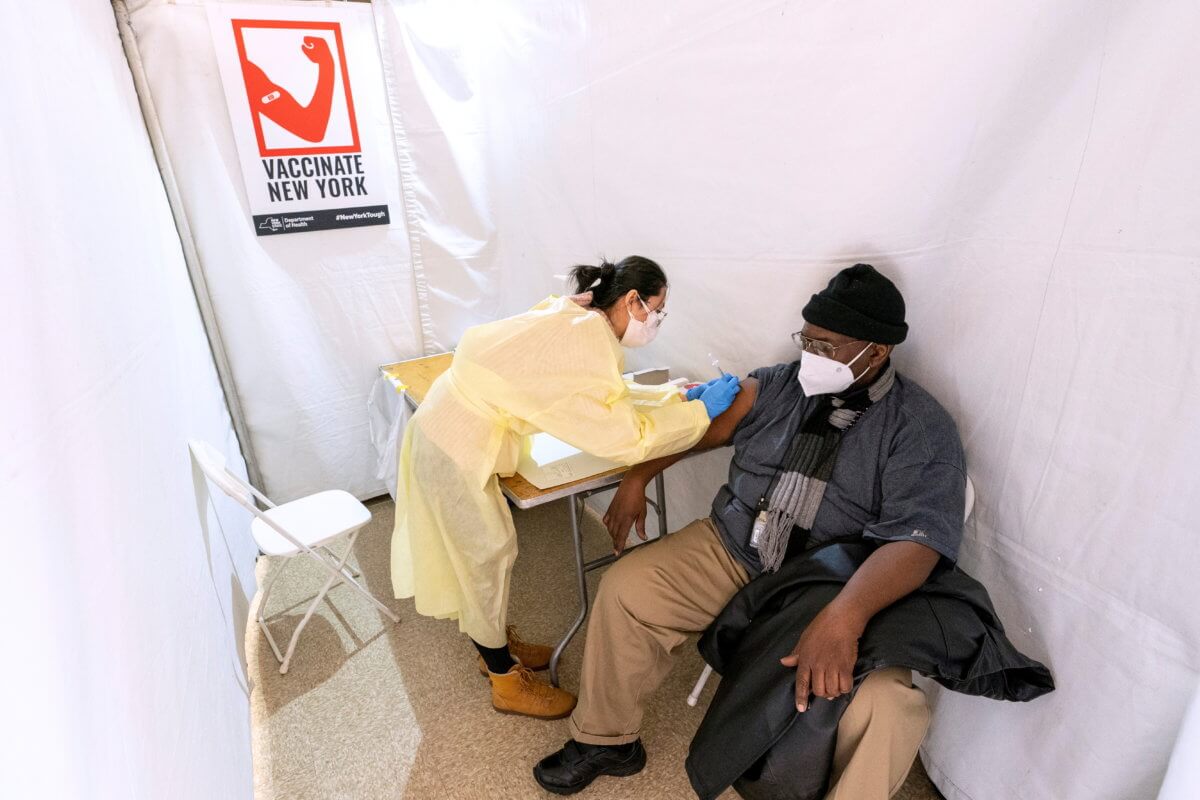 Coronavirus vaccination site at NYCHA housing complex in Brooklyn