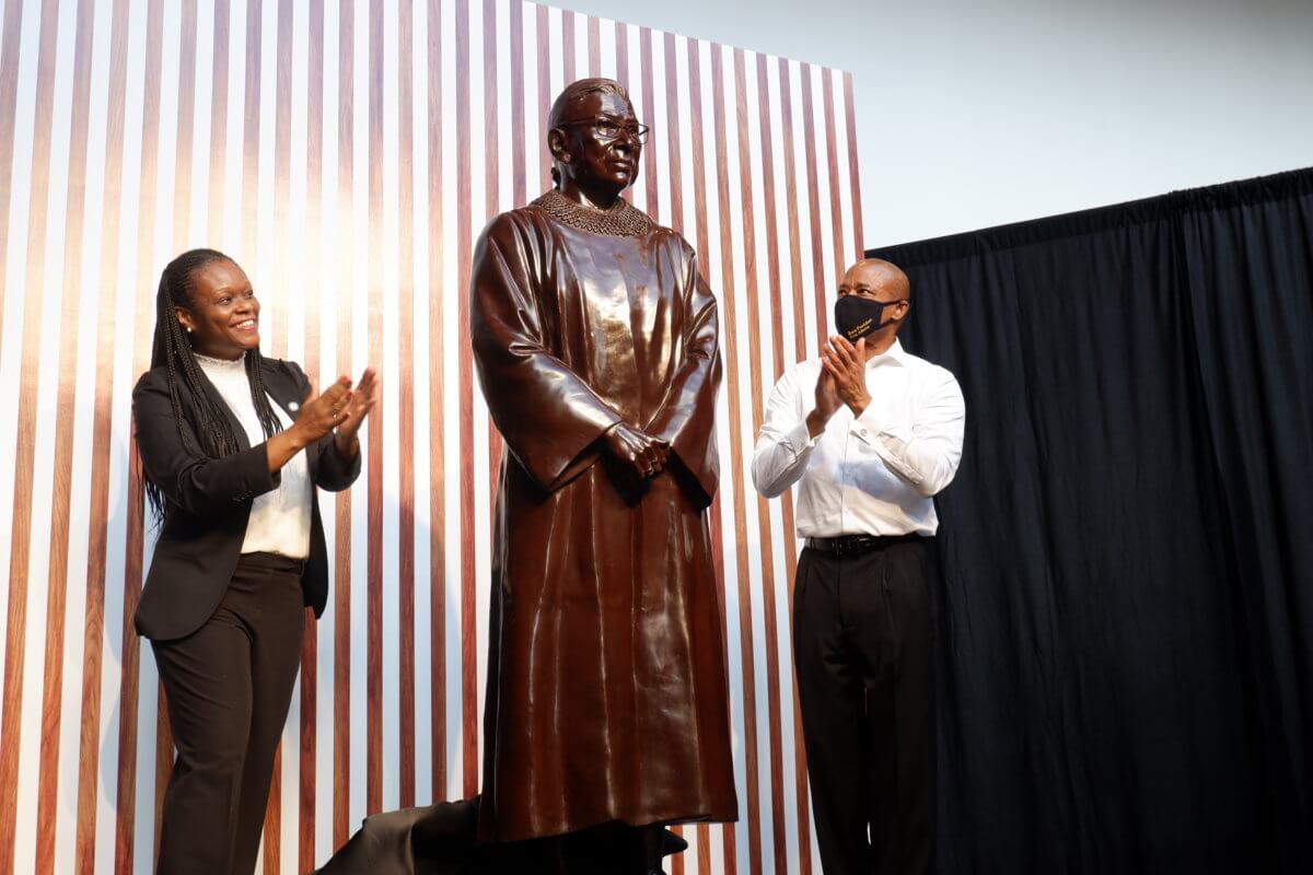 Herroner! New Ruth Bader Ginsburg statue unveiled at City Point ...