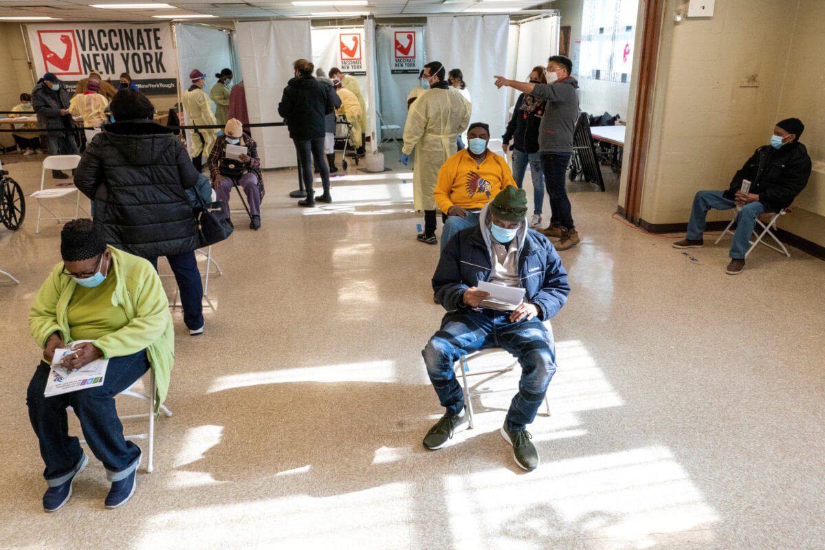 FILE PHOTO: Coronavirus vaccination site at NYCHA housing complex in Brooklyn