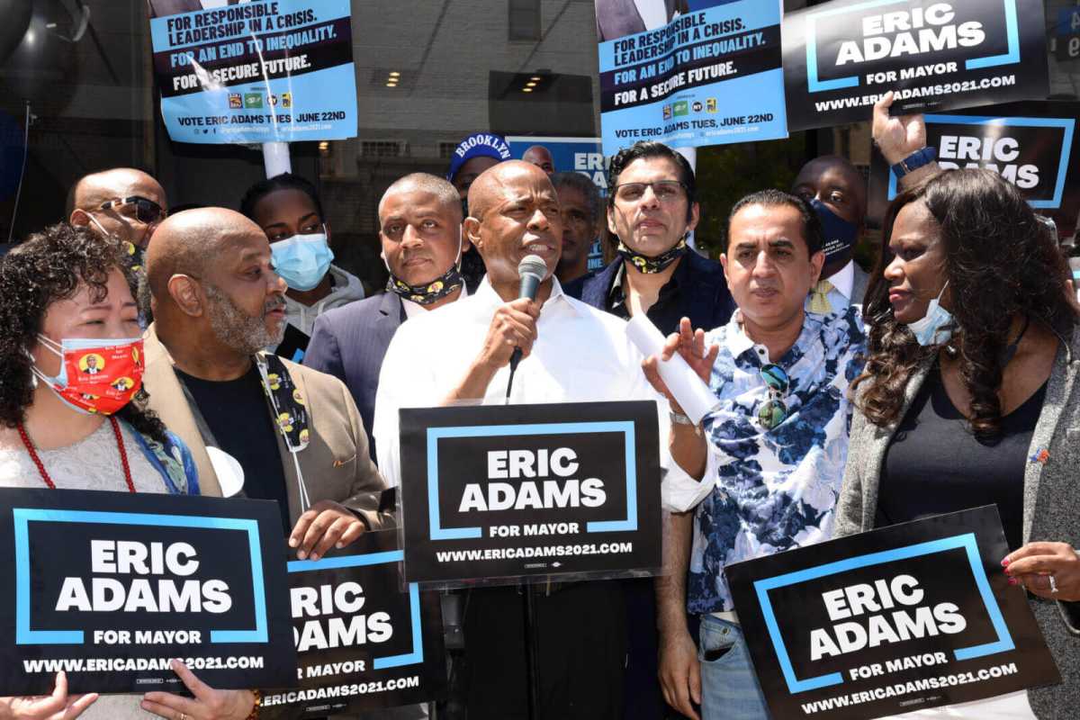 erica adams holds a rally in brooklyn