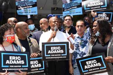 erica adams holds a rally in brooklyn