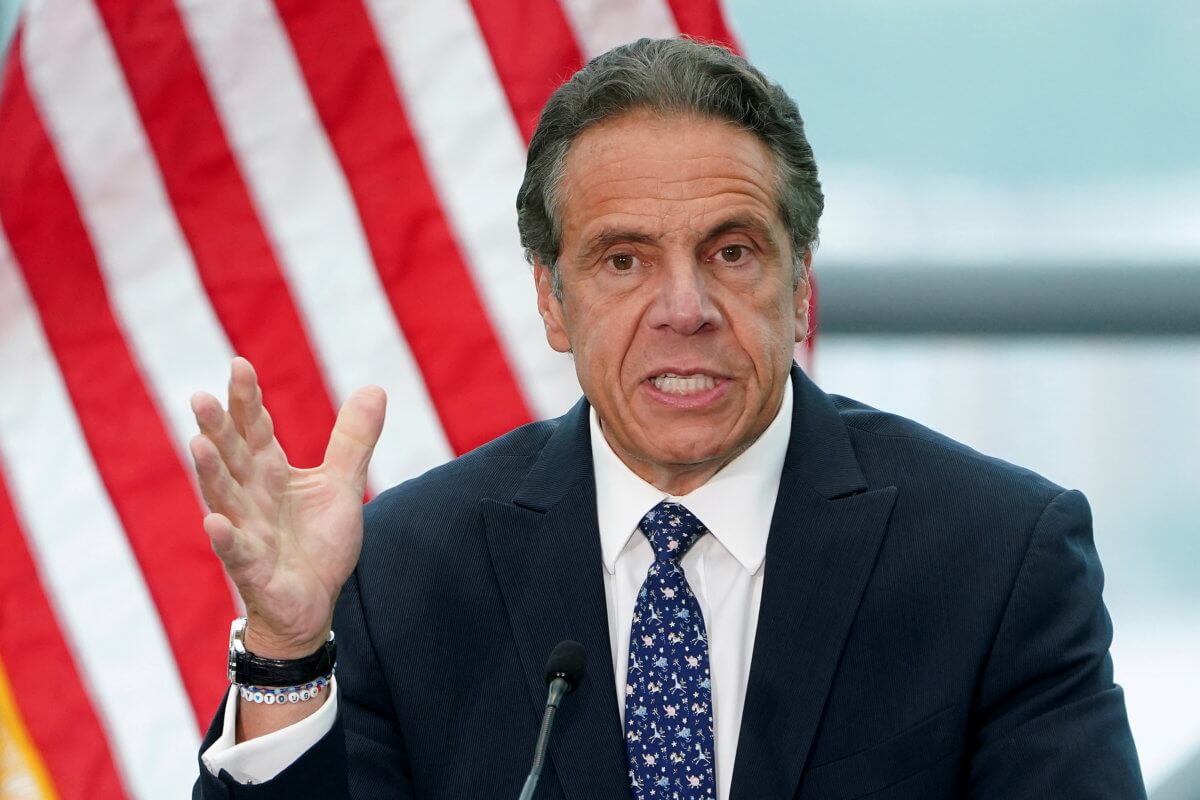 FILE PHOTO: New York Governor Andrew Cuomo gives a press conference in New York City