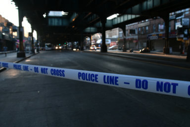 Crime scene tape at the homicide on Brighton 4th Beach Avenue.
