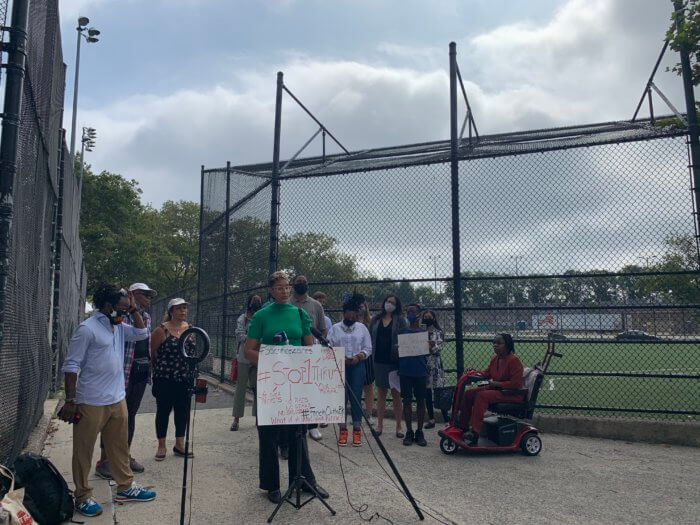 Picture of person speaking against the north brooklyn pipeline