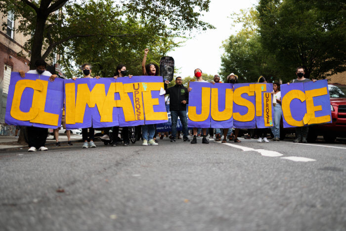 protesters march through sunset park