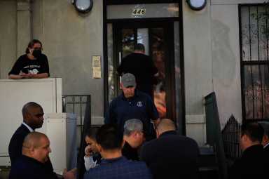 Bomb Squad Decetives investigate an explosion at 446 Madison Street.