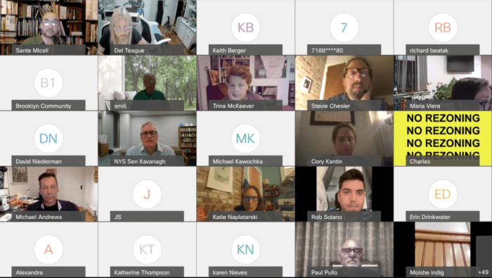 screenshot of crowded community board zoom meeting